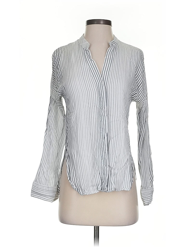Pre-owned Mng Long Sleeve Blouse In Gray