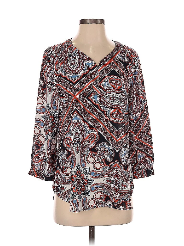 Pre-owned Van Heusen 3/4 Sleeve Blouse In Brown