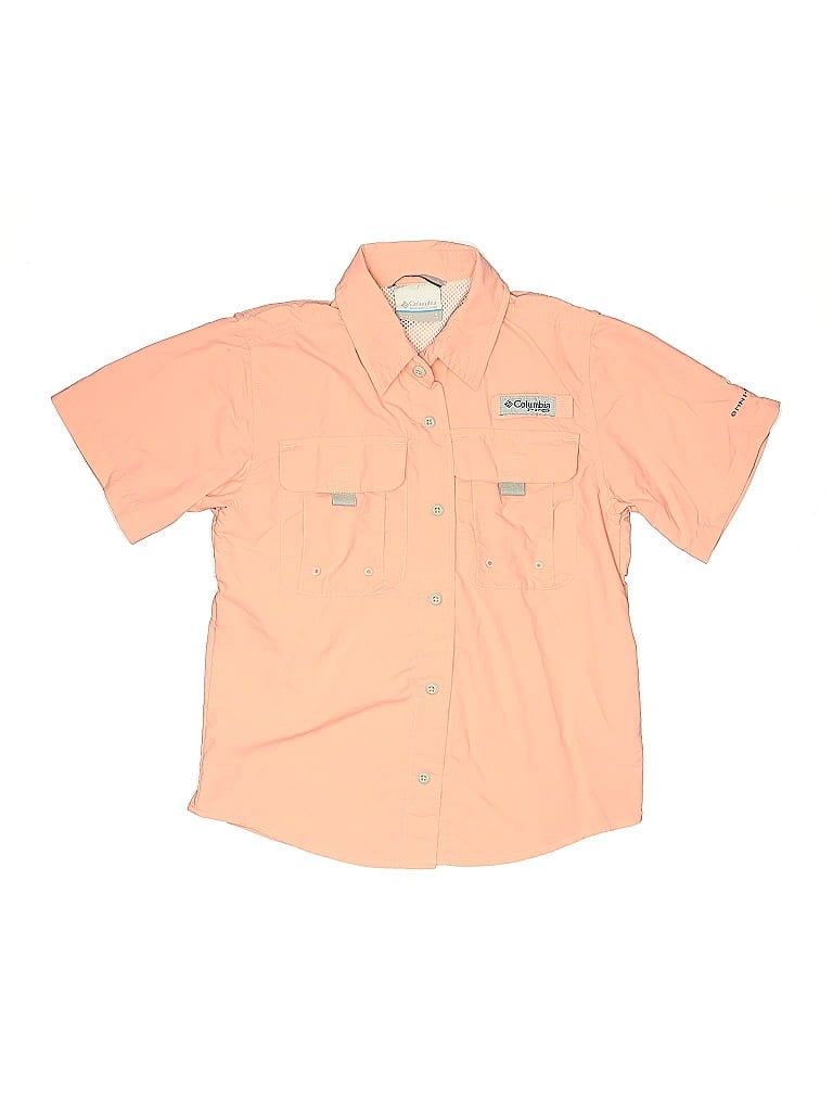 Pre-owned Columbia Kids' Short Sleeve Button Down Shirt In Orange