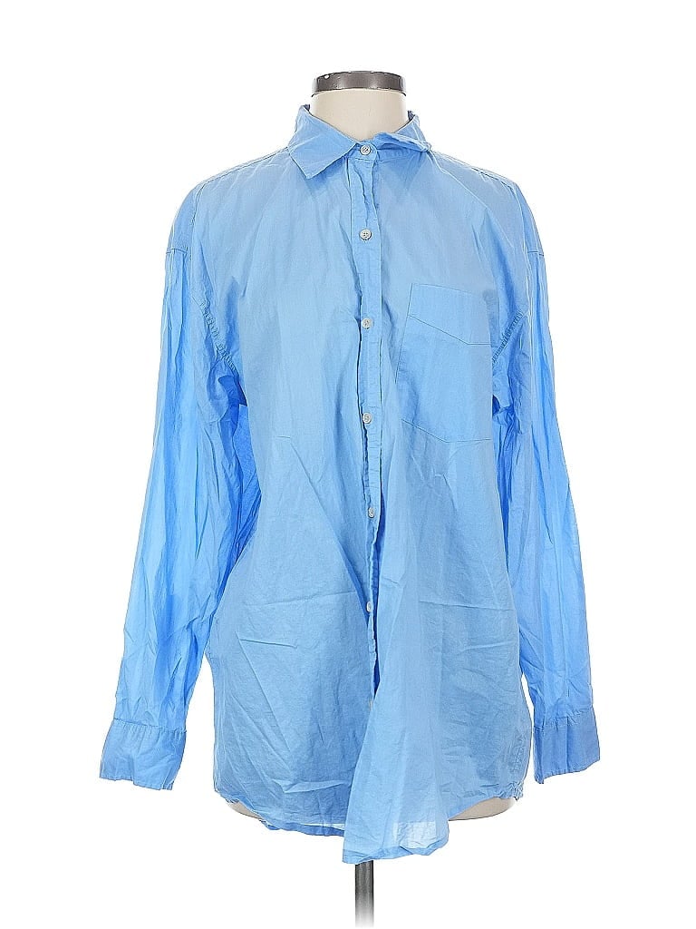 Pre-owned Wilfred Free Long Sleeve Button Down Shirt In Blue