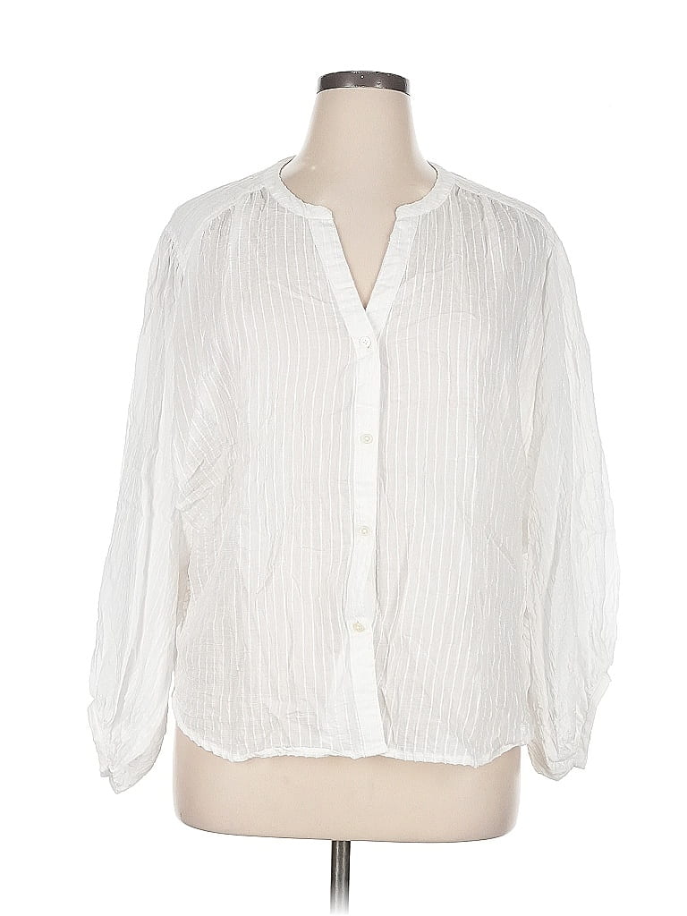 Pre-owned Ann Taylor Loft Long Sleeve T-shirt In White