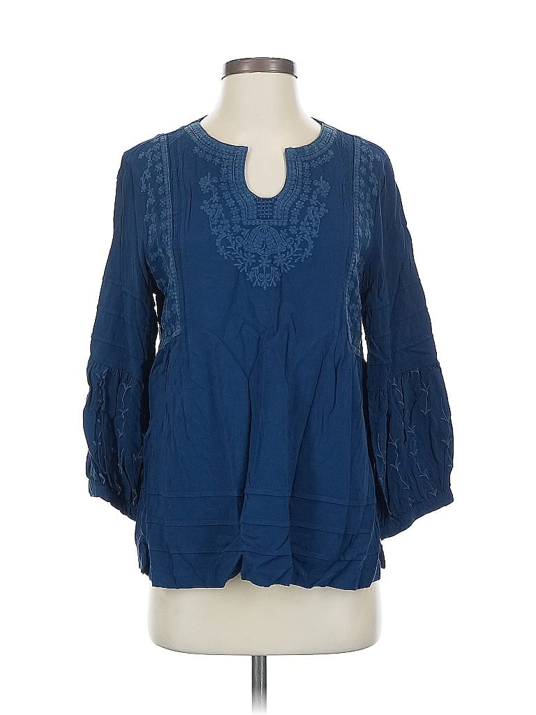 JOHN MARK Pre-owned 3/4 Sleeve Blouse In Blue