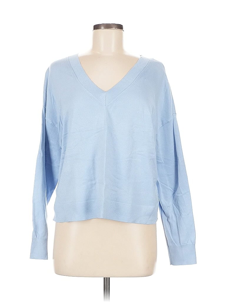 Pre-owned Express Long Sleeve Top Blue V Neck Tops