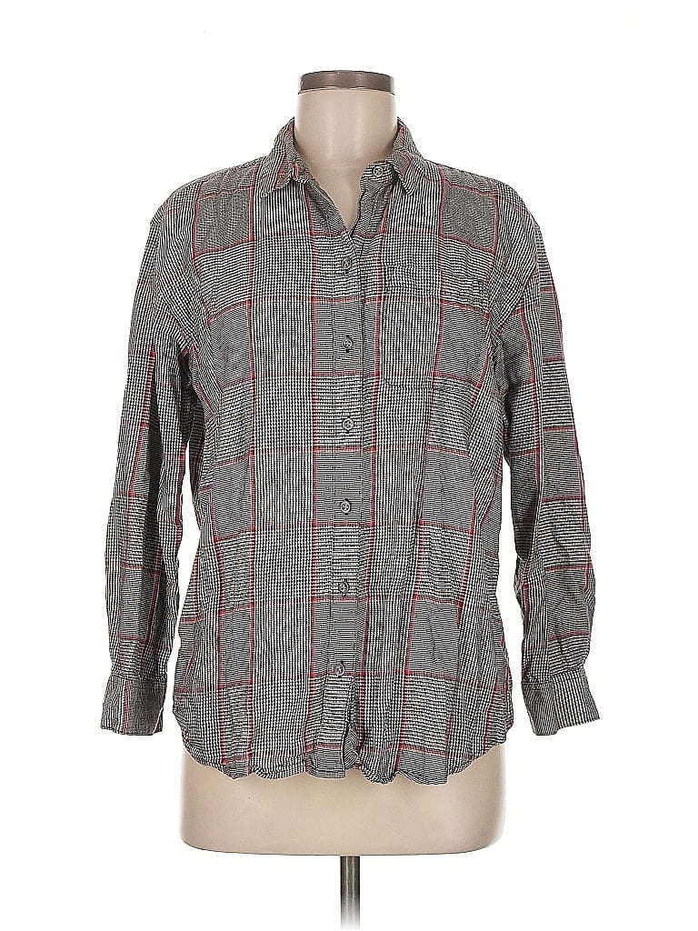 Pre-owned Eddie Bauer Long Sleeve Button Down Shirt In Gray