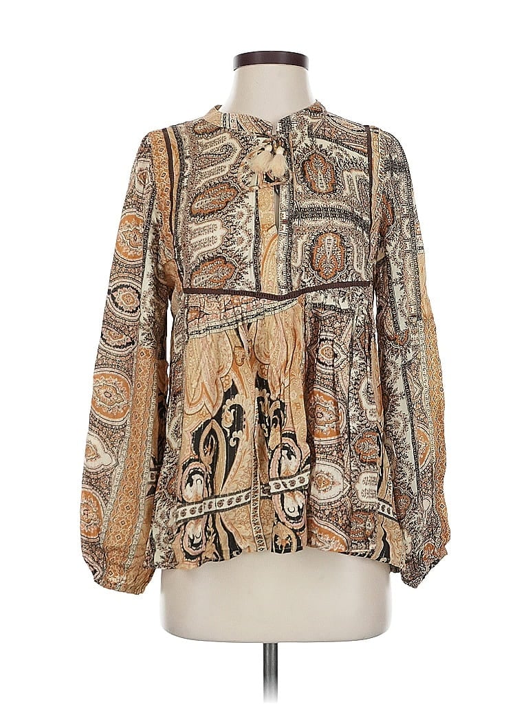 Pre-owned Vici Long Sleeve Blouse In Brown