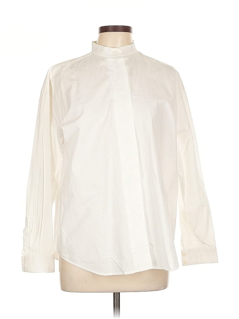 Pre-owned Gap Long Sleeve Blouse In White