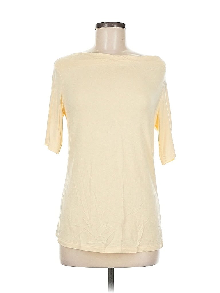 Pre-owned T Tahari Short Sleeve Top Tan Crew Neck Tops In Brown
