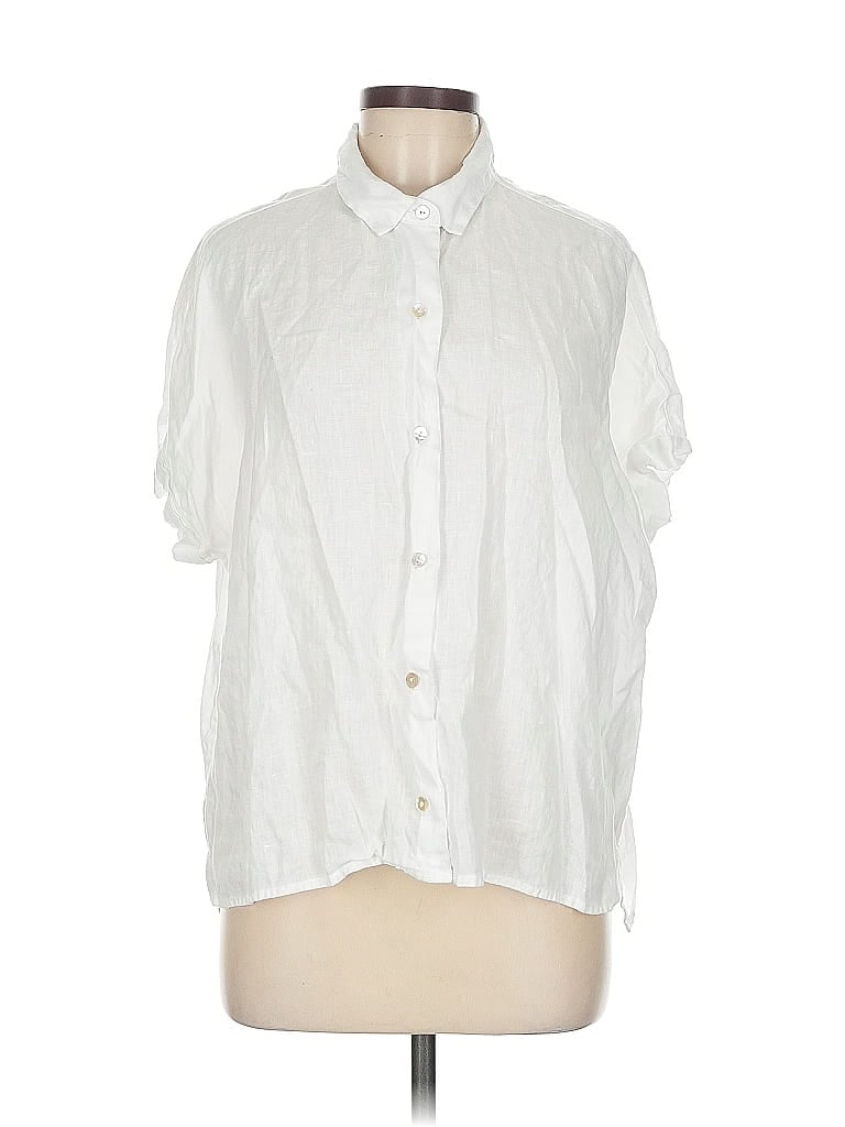 Pre-owned Sigrid Olsen Short Sleeve Blouse In White