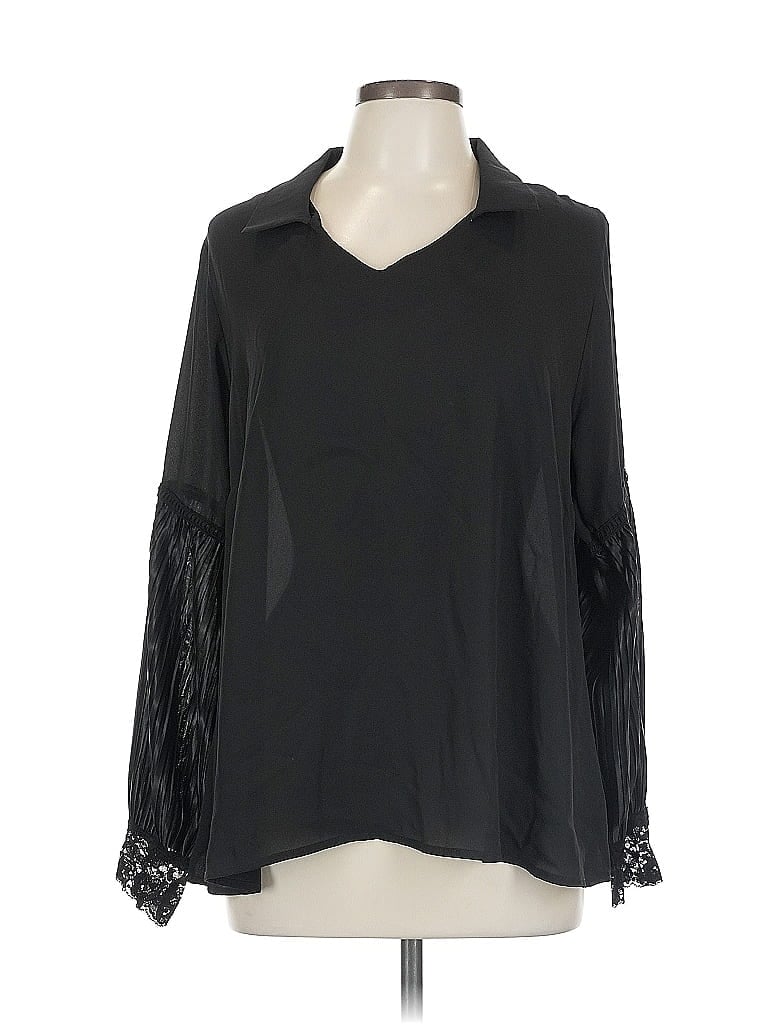Pre-owned Assorted Brands Long Sleeve Blouse In Black