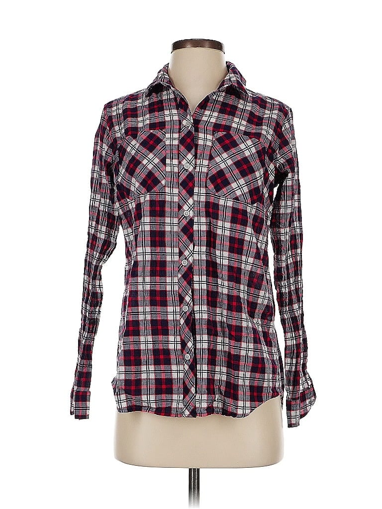 Pre-owned Eddie Bauer Long Sleeve Button Down Shirt In Burgundy