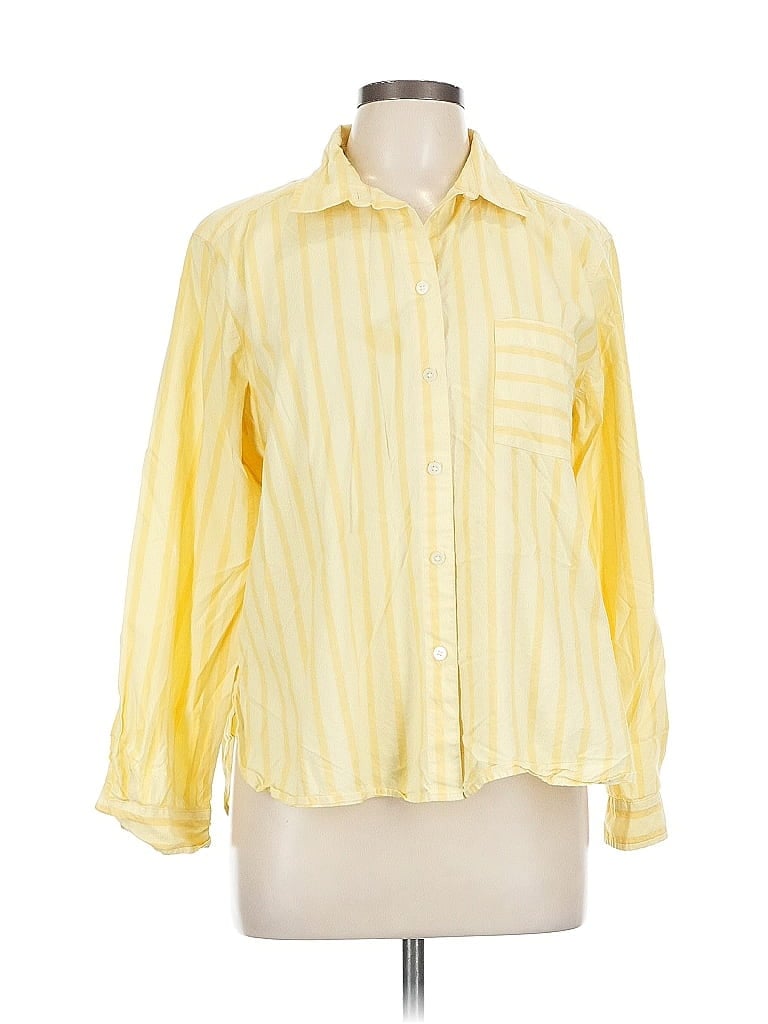 Pre-owned Ann Taylor Loft Long Sleeve Button Down Shirt In Yellow