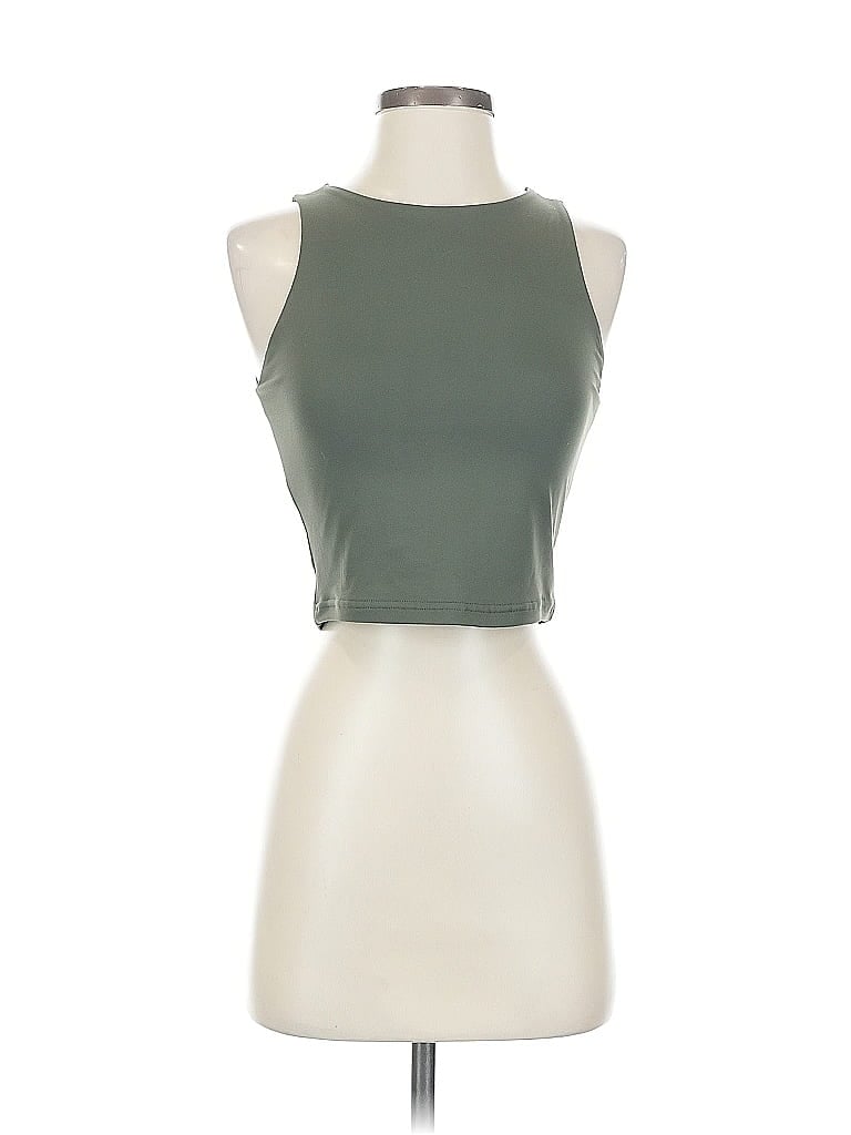 REORIA Pre-owned Tank Top Green Halter Neckline Tops