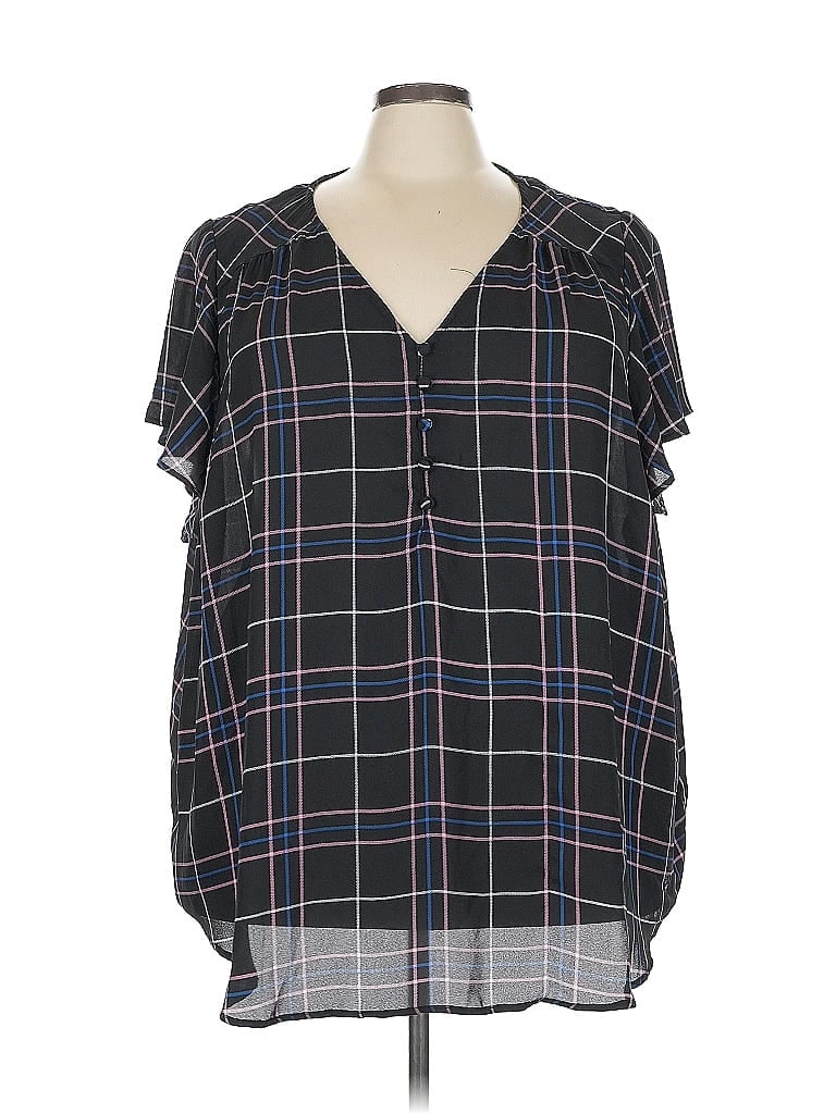 Pre-owned Torrid Short Sleeve Blouse In Black