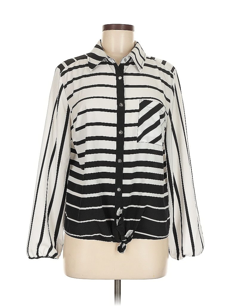 Pre-owned Style & Co Long Sleeve Blouse In White