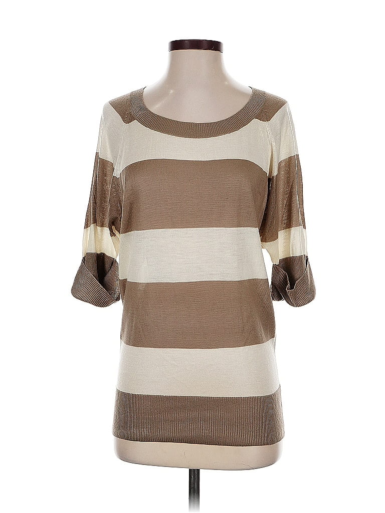 ANN TAYLOR FACTORY Pre-owned 3/4 Sleeve Top Brown Boatneck Tops