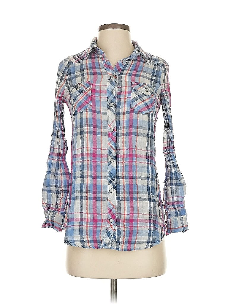 Pre-owned Old Navy 3/4 Sleeve Button Down Shirt In Blue