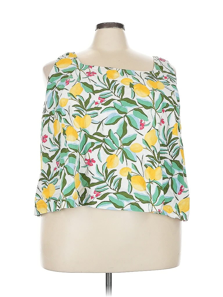 Click to view more detailed imagery on our partner's website Pre-owned Ava & Viv 3/4 Sleeve Blouse In Yellow