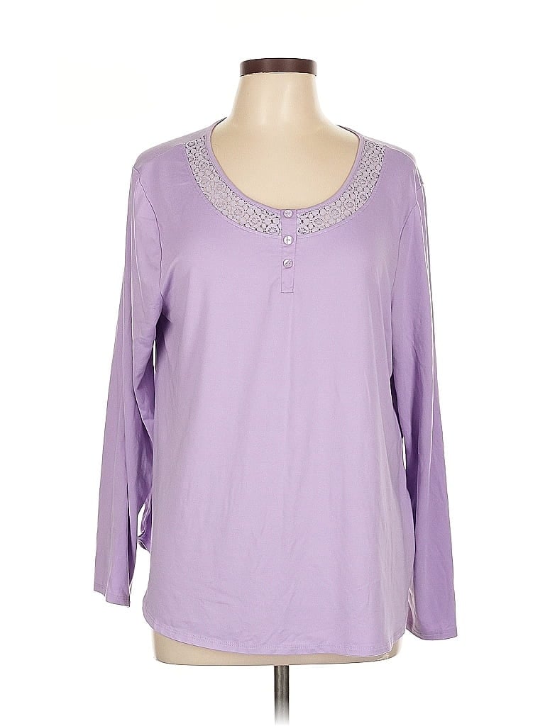 Pre-owned Ellen Tracy Long Sleeve Blouse In Purple