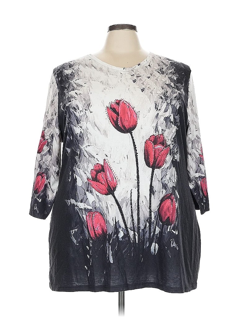 Click to view more detailed imagery on our partner's website Pre-owned Serengeti 3/4 Sleeve Blouse In Gray