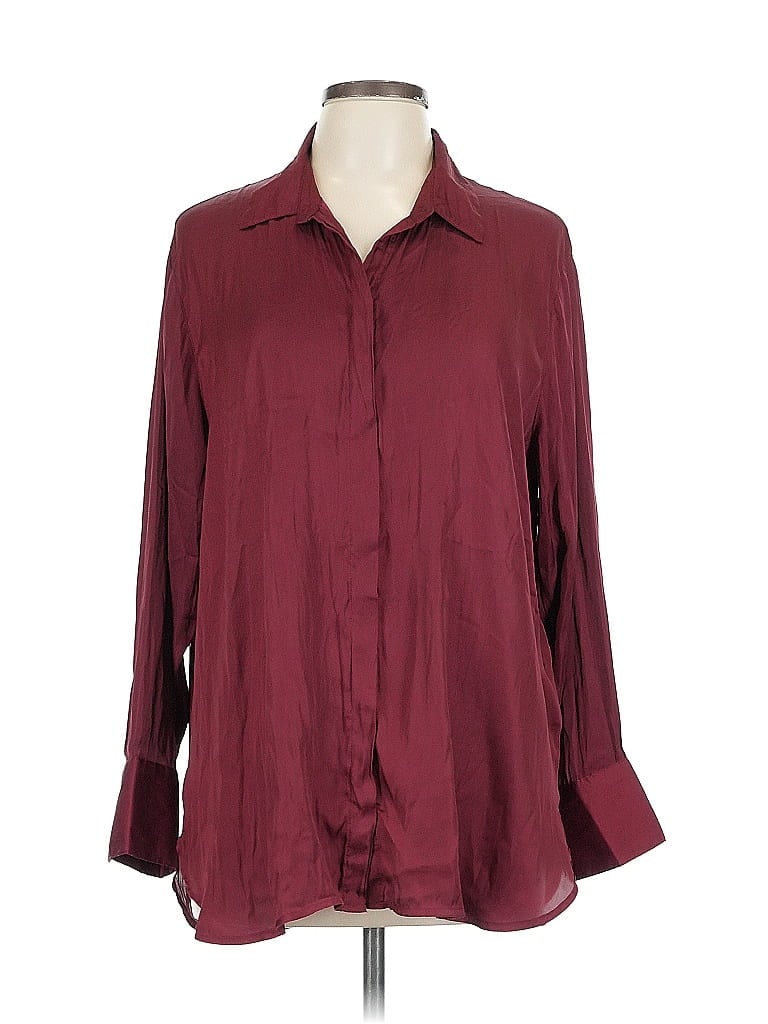 Pre-owned Old Navy Long Sleeve Blouse In Burgundy