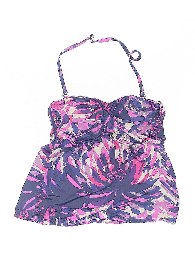 Pre-owned Garnet Hill Swimsuit Top Blue Print Pattern Swimwear