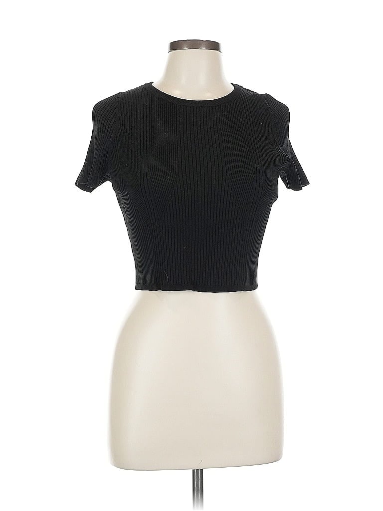 Express Short Sleeve Top Black Keyhole Neckline Tops