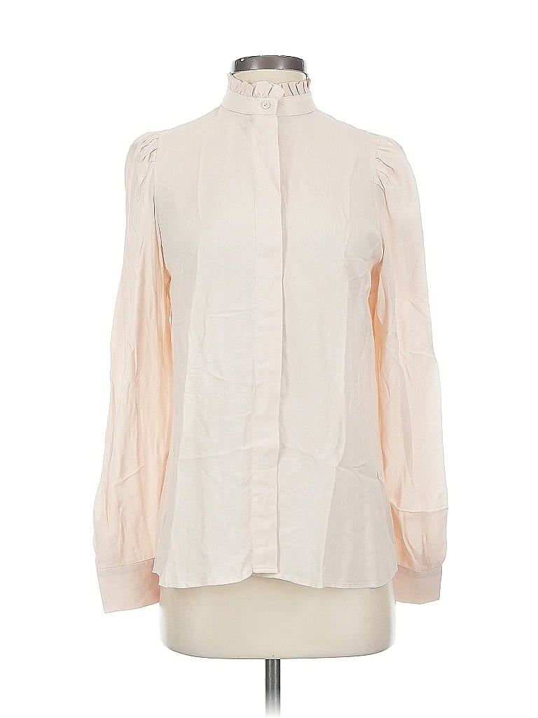 Pre-owned Mng Long Sleeve Blouse In White