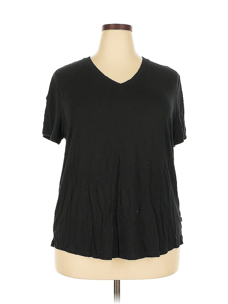 Pre-owned Gap Short Sleeve Top Black V Neck Tops