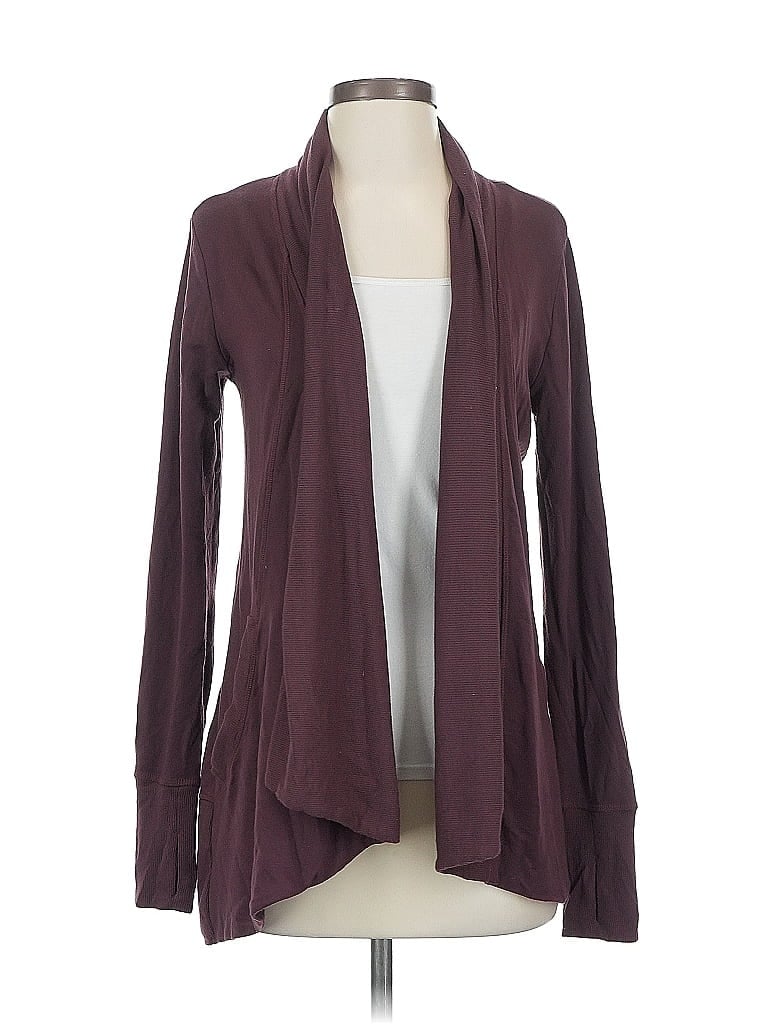 Pre-owned Athleta Cardigan Sweater In Burgundy