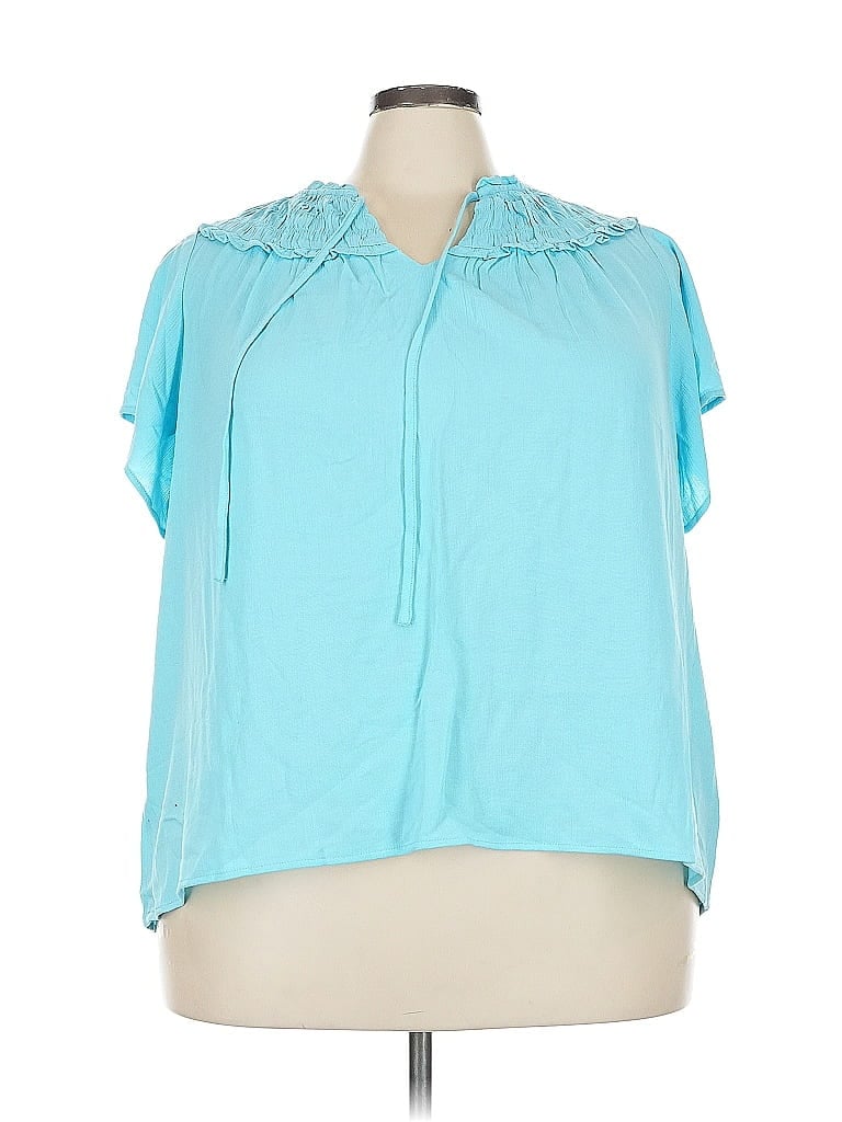 Torrid Short Sleeve Blouse In Blue