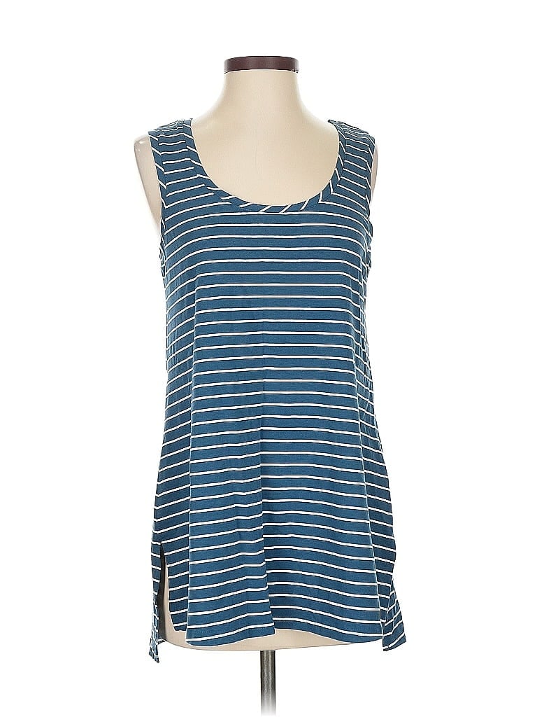 Pre-owned Garnet Hill Tank Top Blue Strapless Neckline Tops