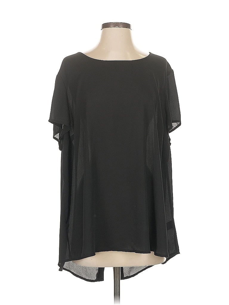Pre-owned Unbranded Short Sleeve Blouse In Black