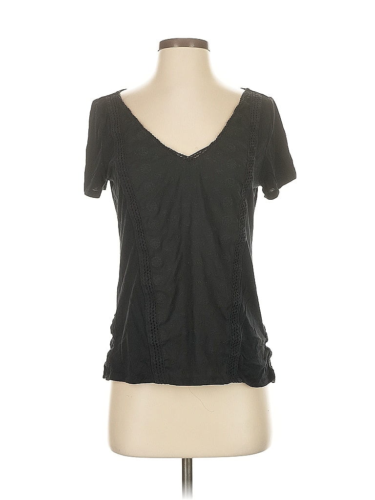 Pre-owned Ann Taylor Short Sleeve Top Black Sweetheart Neckline Tops