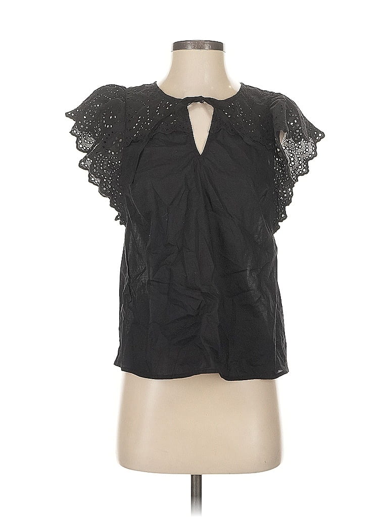 Pre-owned Nine West Short Sleeve Blouse In Black