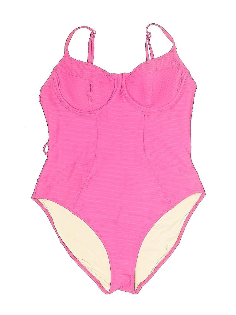 Click to view more detailed imagery on our partner's website Pre-owned Solid & Striped One Piece Swimsuit In Pink