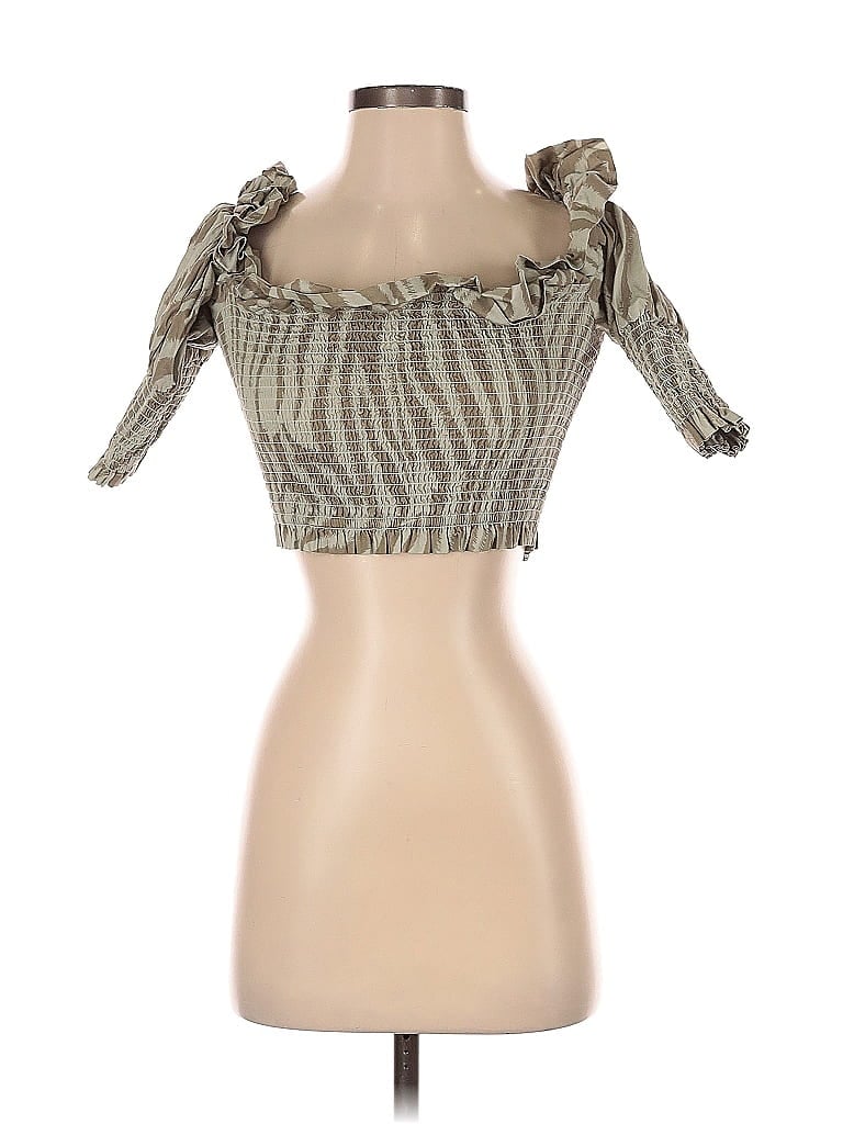 Pre-owned Toccin X Rtr Short Sleeve Blouse In Green