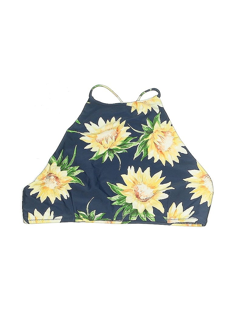 Pre-owned Mumu Mermaid Swimsuit Top Yellow Floral Pattern Swimwear