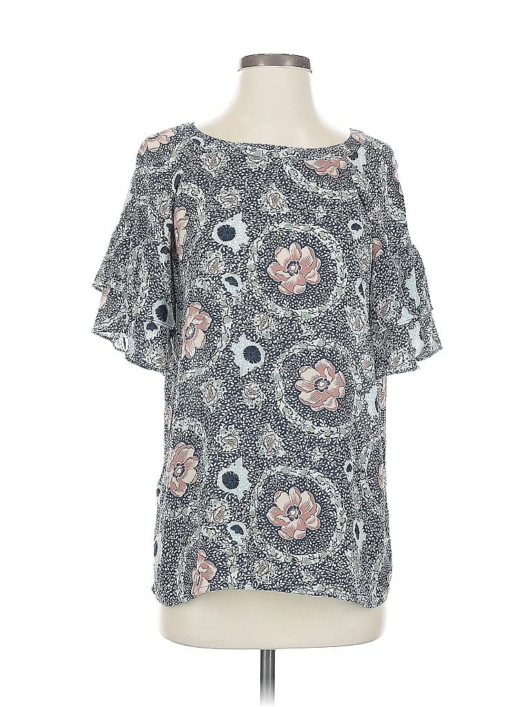 Pre-owned Ann Taylor Loft Outlet Short Sleeve Blouse In Gray
