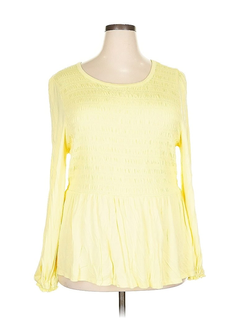 Pre-owned Lane Bryant Long Sleeve Blouse In Yellow