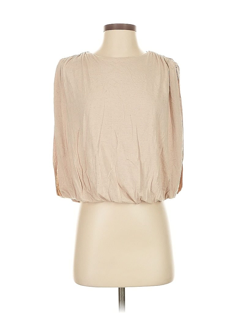 Pre-owned Express 3/4 Sleeve Top Tan Boatneck Tops In Brown