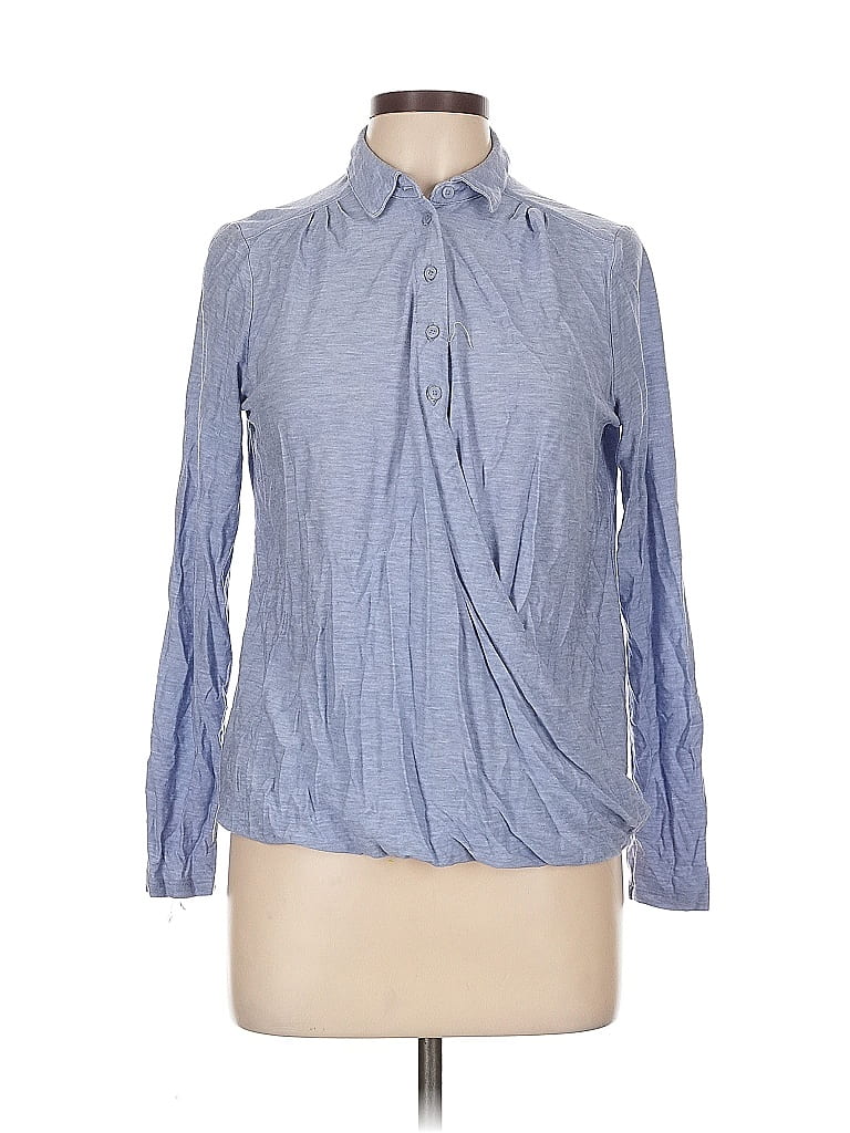 Pre-owned Banana Republic Long Sleeve Blouse In Blue