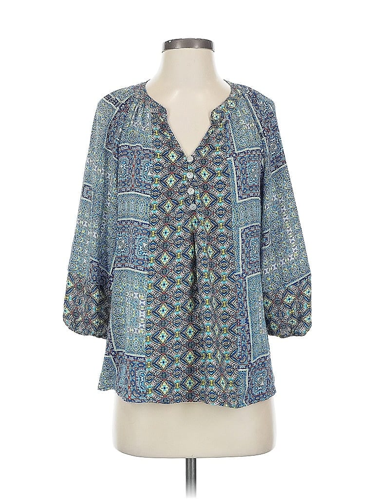 Pre-owned Figueroa & Flower 3/4 Sleeve Blouse In Blue