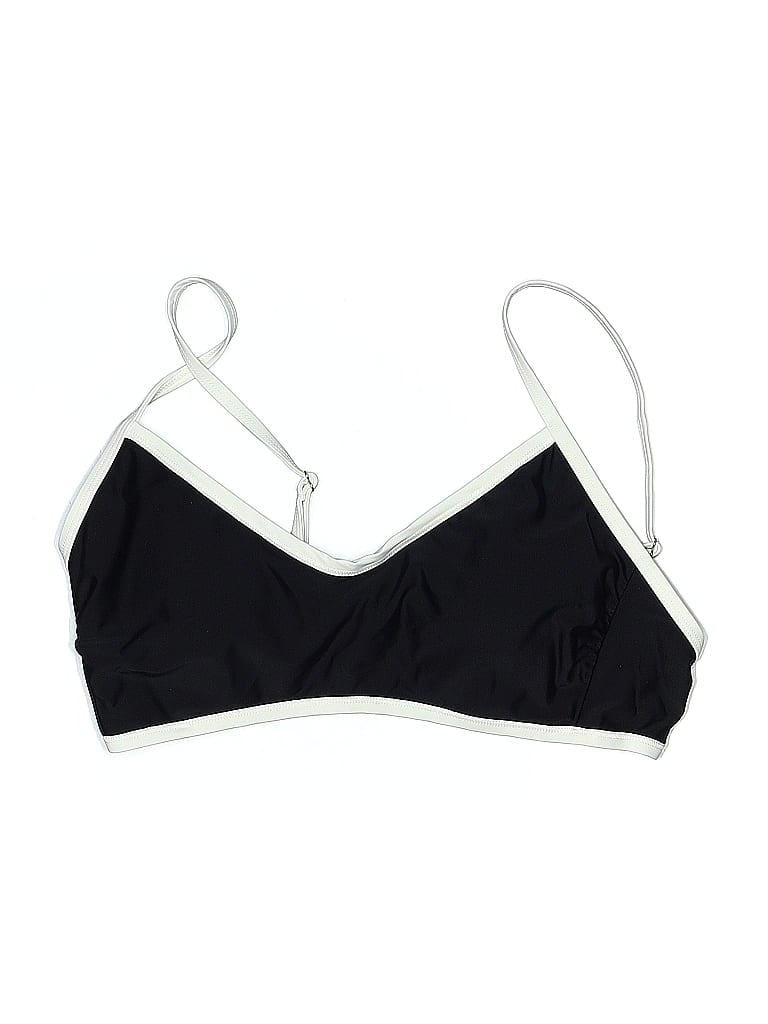 Pre-owned Shade & Shore Swimsuit Top Black Color Block Pattern Swimwear