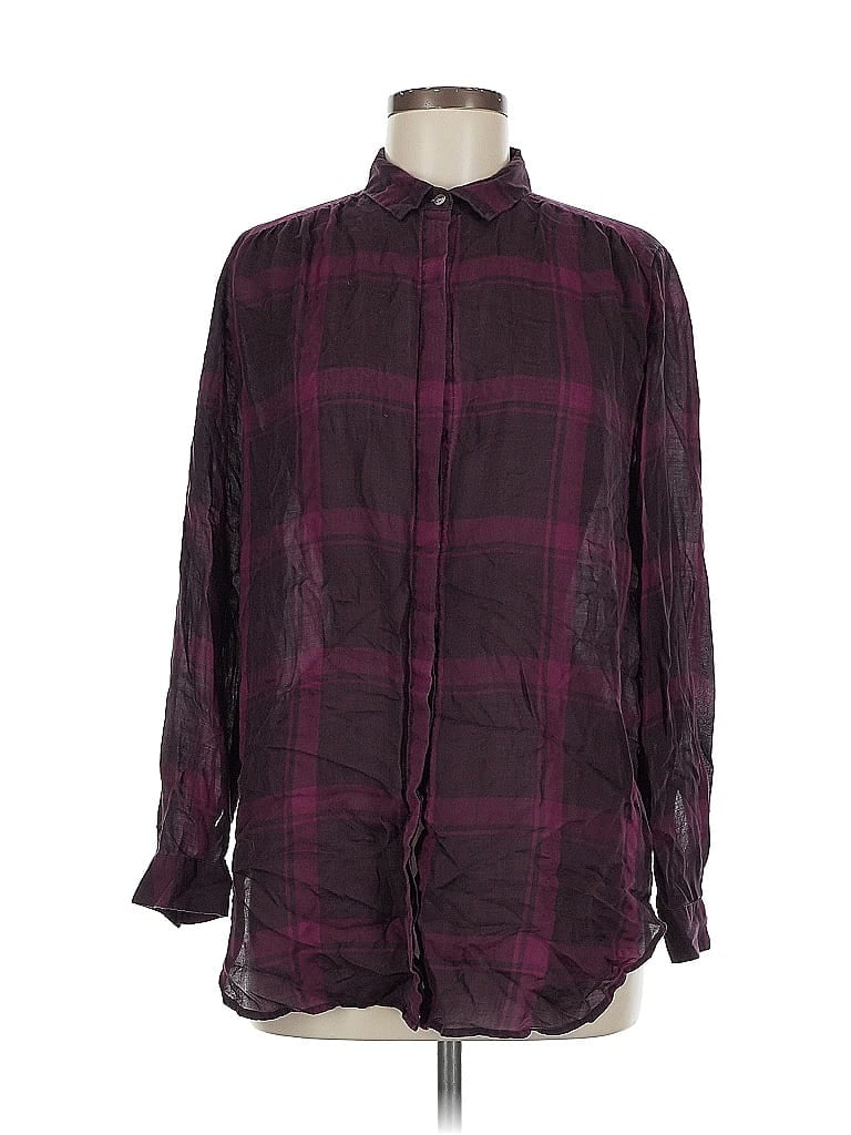 Pre-owned Ann Taylor Long Sleeve Button Down Shirt In Burgundy