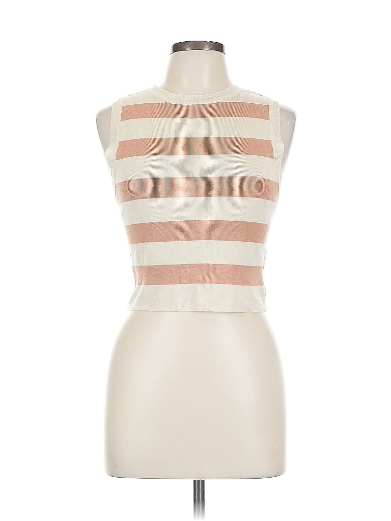 Pre-owned By Together Sleeveless Top Ivory Halter Neckline Tops In White