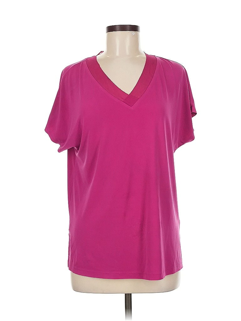 Pre-owned Dana Buchman Short Sleeve Blouse In Purple