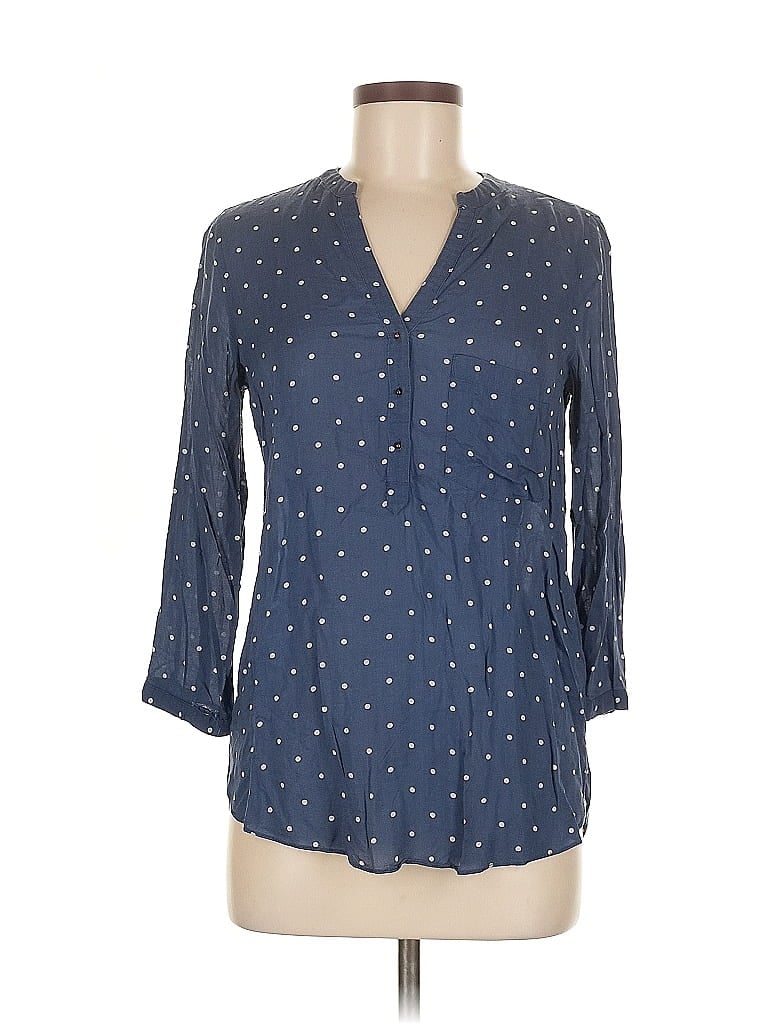 Pre-owned Zara Basic 3/4 Sleeve T-shirt In Blue