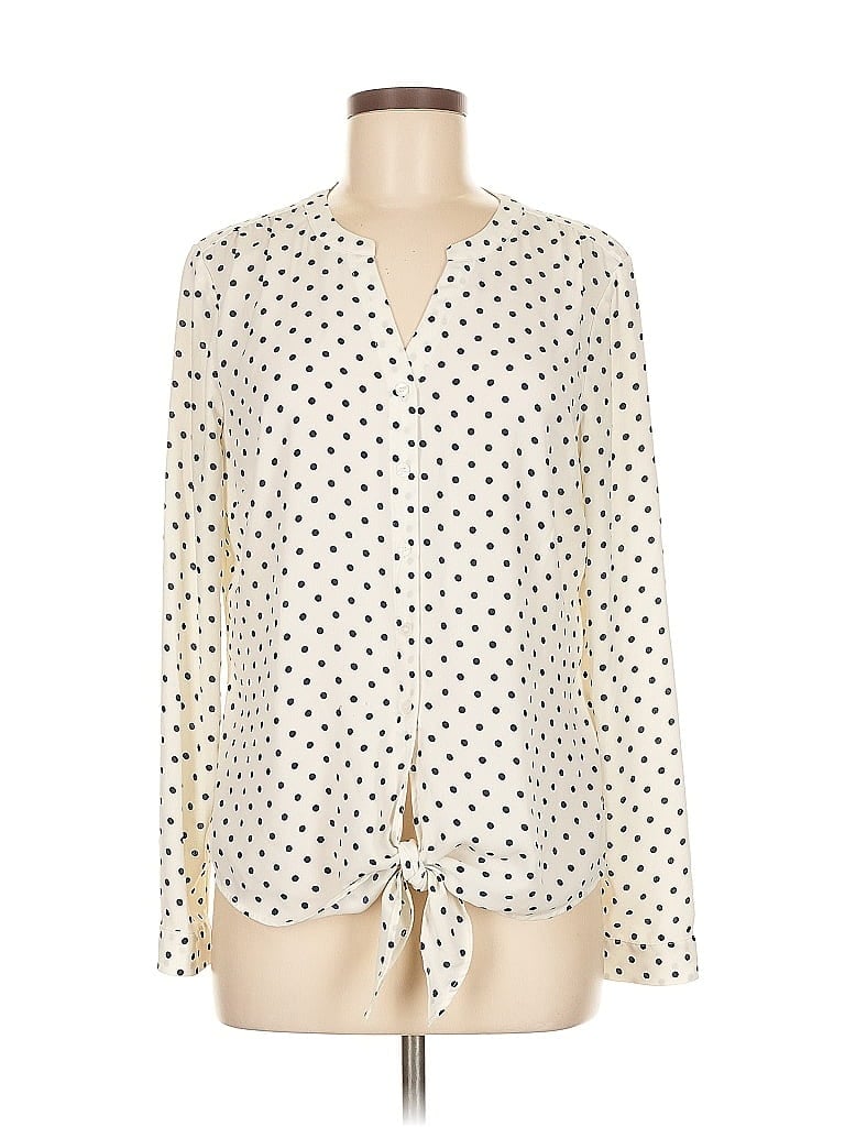 Pre-owned Talbots Long Sleeve Blouse In White