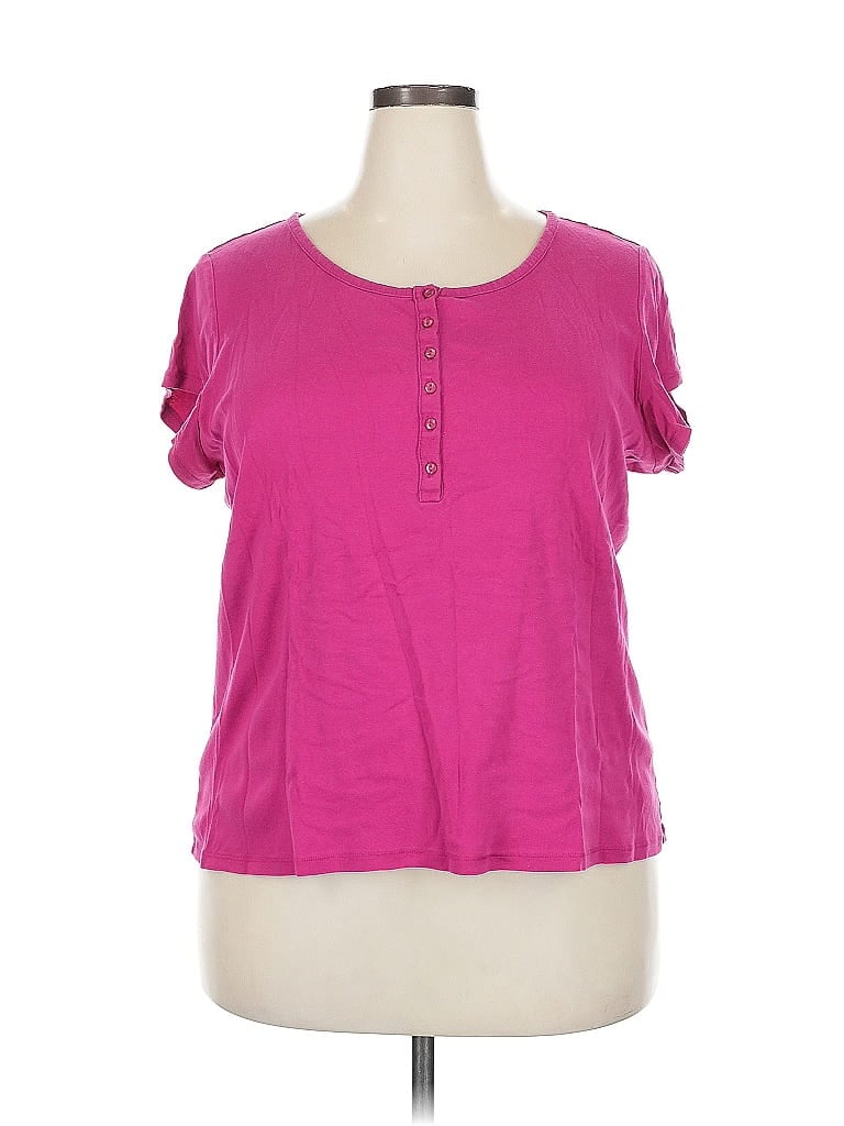 Pre-owned Charter Club Short Sleeve Henley Shirt In Pink