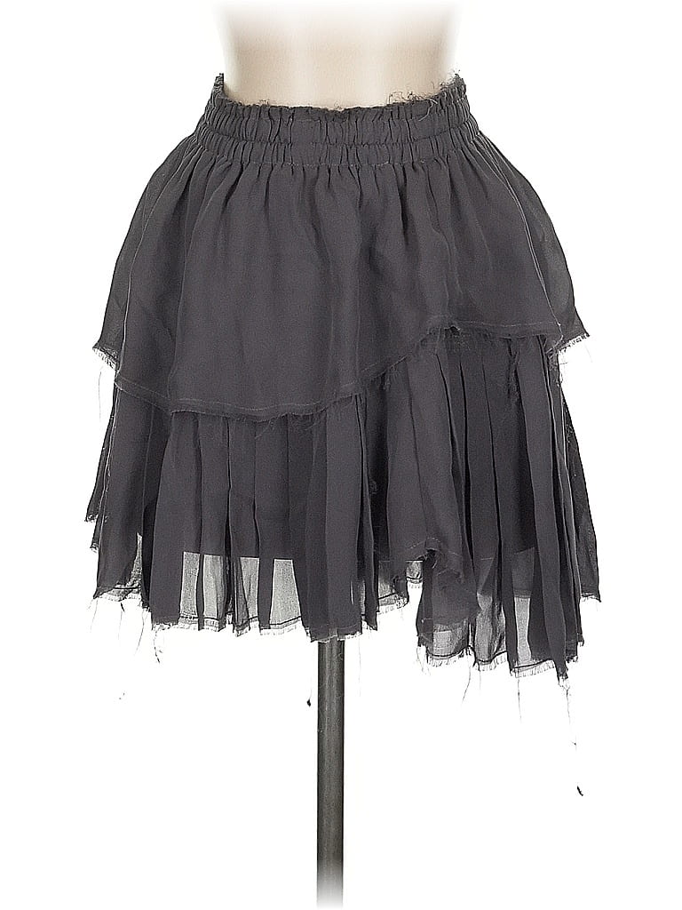 Pre-owned Loveshackfancy Silk Skirt In Gray